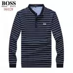 sport boss t-shirt manche longue orange phlash button col blue